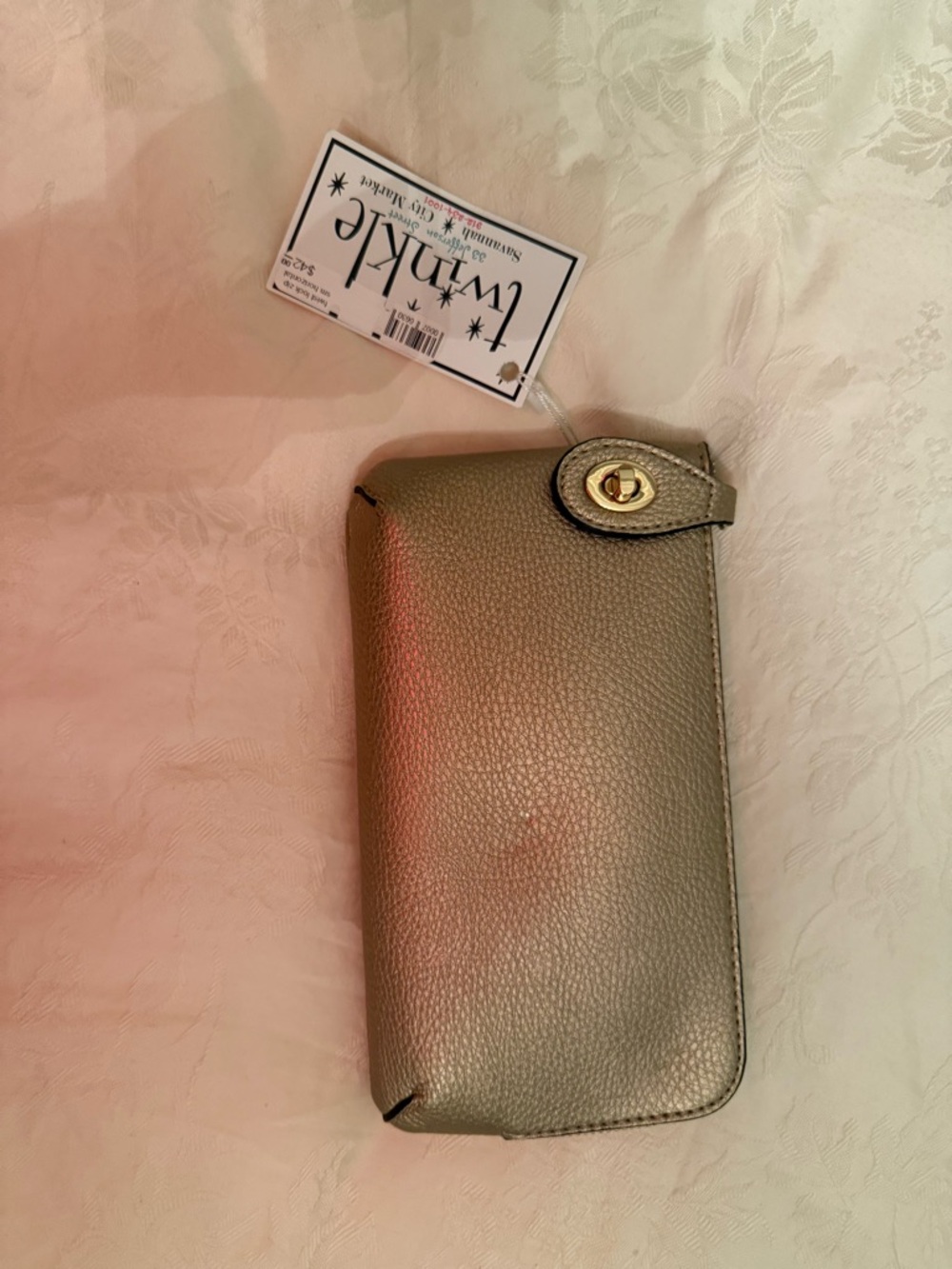 Wink Metallic Gold Wallet / Clutch with Turn-Lock Closure NWT